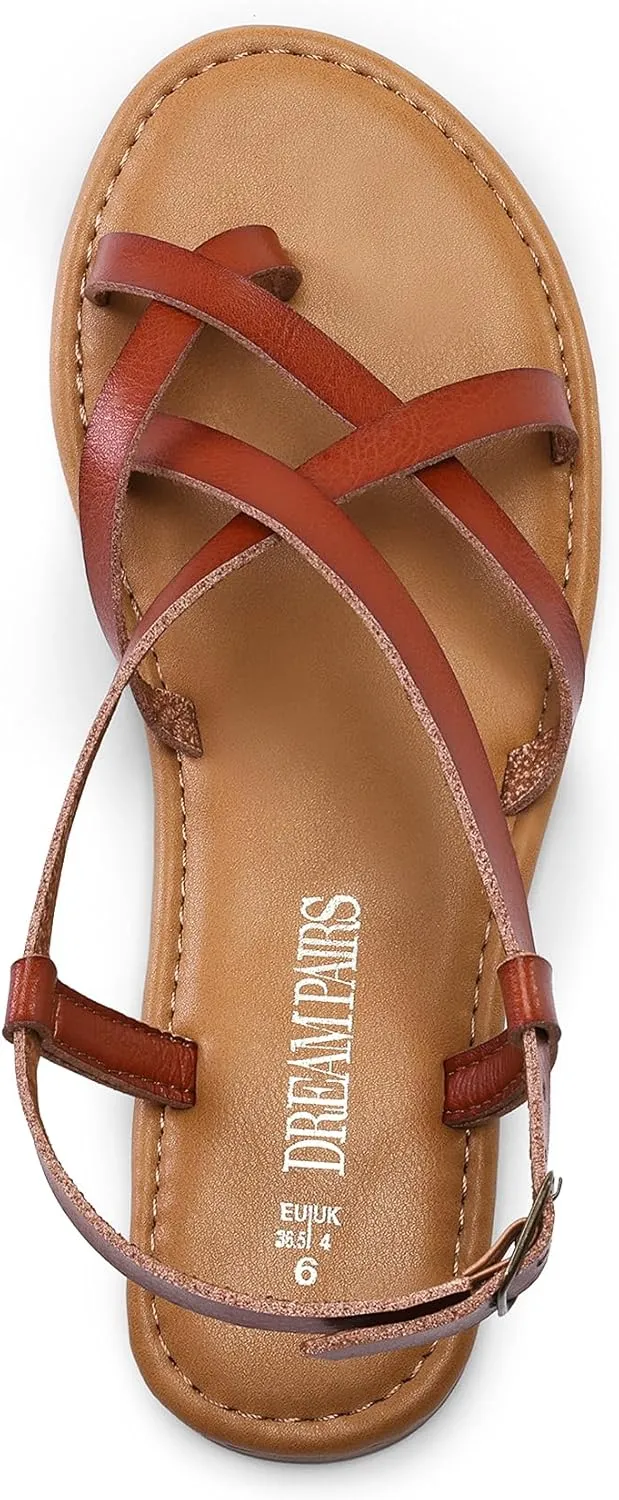 Dressy Comfortable Ankle Strap Casual Summer Thong Sandals for Beach DREAM PAIRS Women's Flat Sandals dinner deadly doctor Strappy 