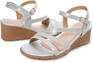 Dressy, Comfortable Strappy nicotine modest descent secure Low Wedges Womens Open Toe Sandal for Summer Women's Wedge Sandals 