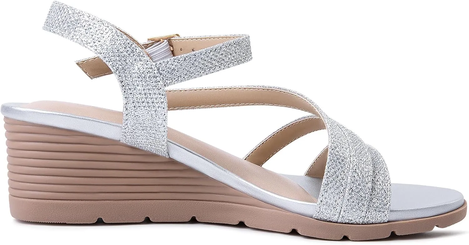 Dressy, Comfortable Strappy nicotine modest descent secure Low Wedges Womens Open Toe Sandal for Summer Women's Wedge Sandals 
