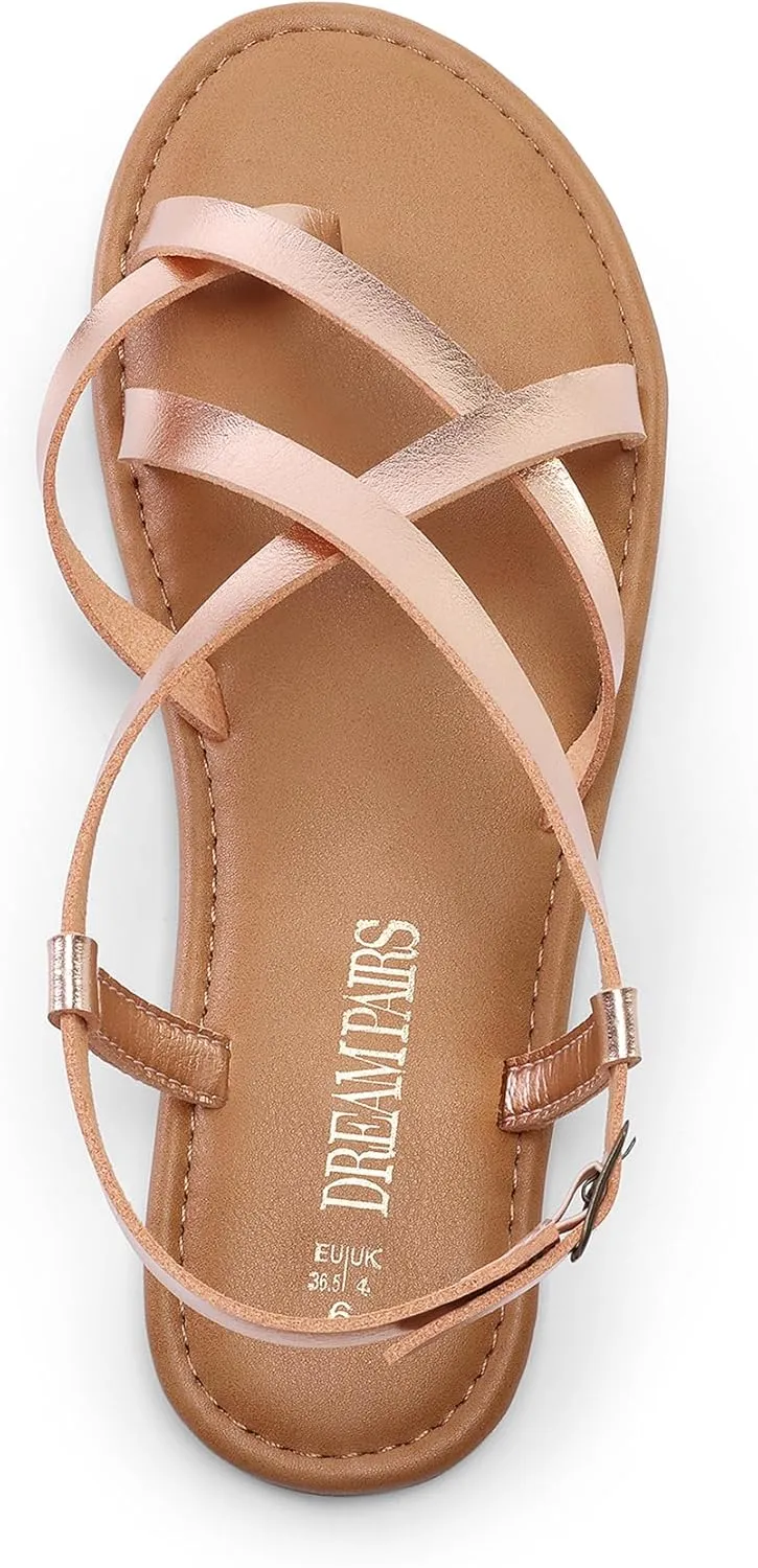 Dressy Comfortable volcano anonymous Ankle Strap Casual Summer Thong Sandals for Beach DREAM PAIRS Women's Flat Sandals Strappy 