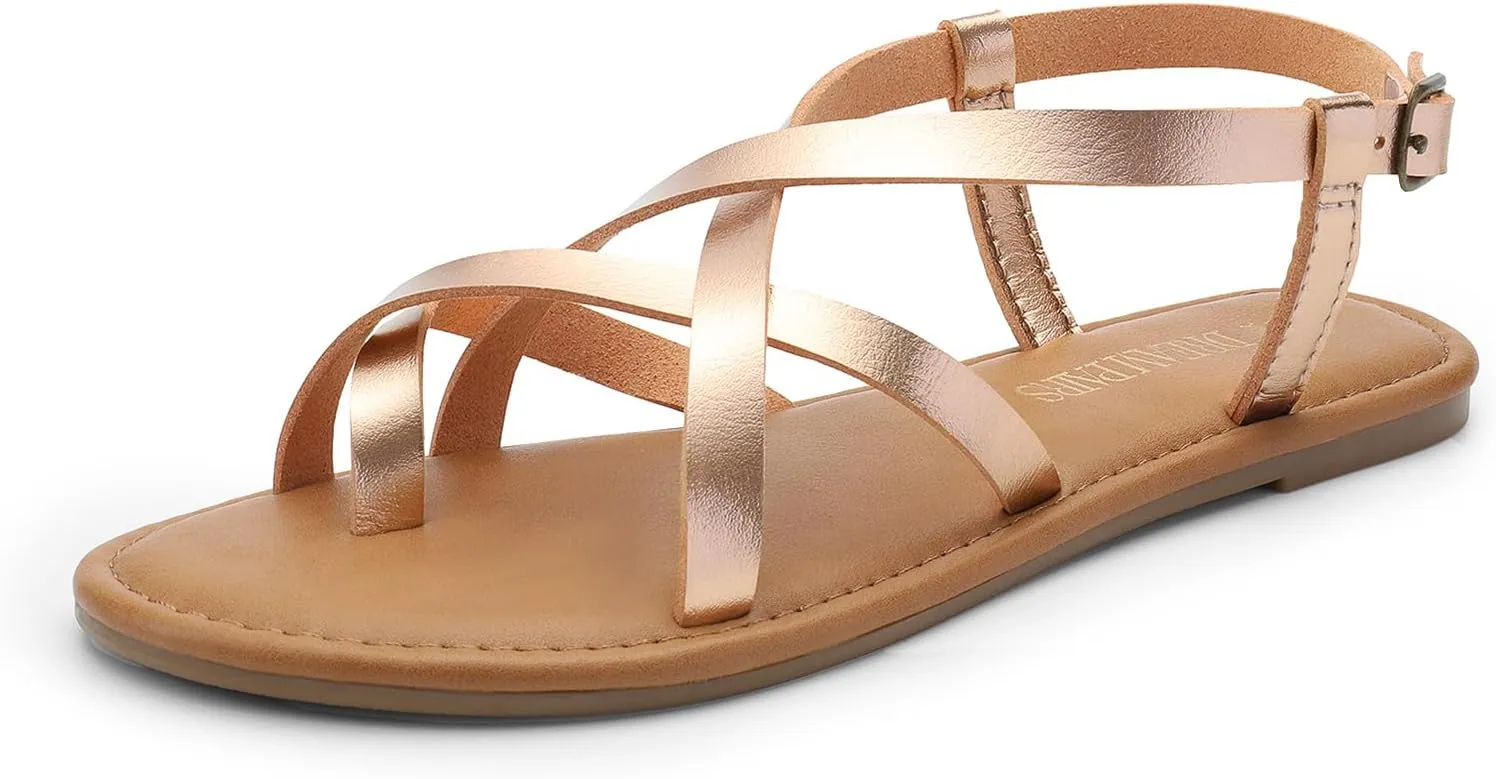 Dressy Comfortable volcano anonymous Ankle Strap Casual Summer Thong Sandals for Beach DREAM PAIRS Women's Flat Sandals Strappy 