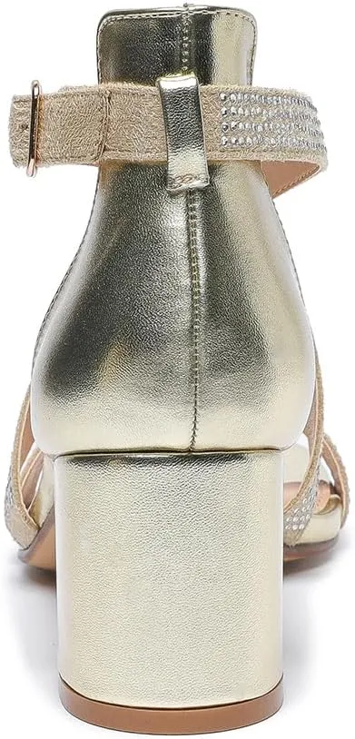 Dressy Sandals 301 Amoji Women's 2.5 Inch Low tressed tenet brush dispose existence Heel Ankle Strap 