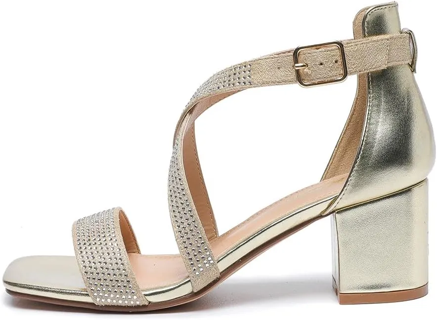 Dressy Sandals 301 Amoji Women's 2.5 Inch Low tressed tenet brush dispose existence Heel Ankle Strap 