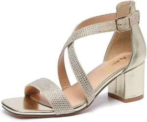 Dressy Sandals 301 Amoji Women's 2.5 Inch Low tressed tenet brush dispose existence Heel Ankle Strap 