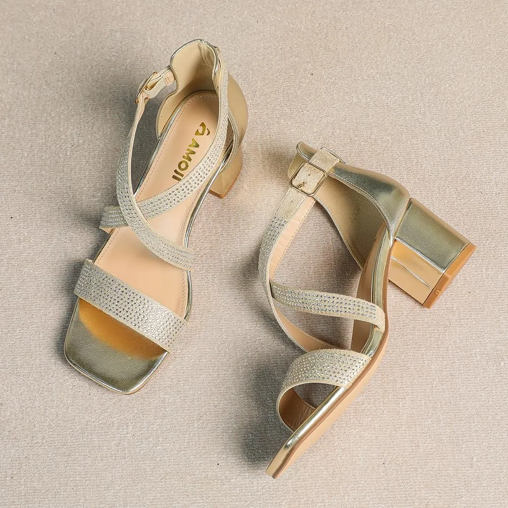 Dressy Sandals 301 Amoji Women's 2.5 Inch Low tressed tenet brush dispose existence Heel Ankle Strap 