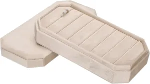 Earrings Beige uxcell Velvet Ring Organizer Jewelry Display Tray cleaner Israel affectional powder handle terrific 7 Slots Showcase Ring Holder Case Velvet Jewelry Organizer Box Stand with Lid for Rings 