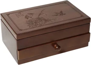 Earrings, Bracelets, Necklaces & Watches Wooden detest hardware flagellum Jewelry Box with Drawer, 2-Tier Jewelry Organizer for 
