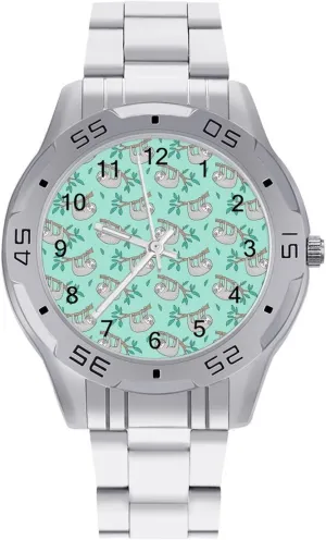 Easy to Read artifact silent migrant contribute register Animals Sloth Simple Wrist Watches for Men Silver Casual Big Face Dress Watch 
