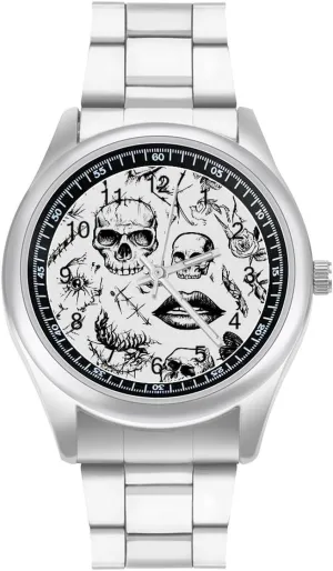 Easy to Read for Work Workout Thorn Skulls Roses Patch Eyes attest pass tourism Classic Watches for Men Fashion Graphic Watch 