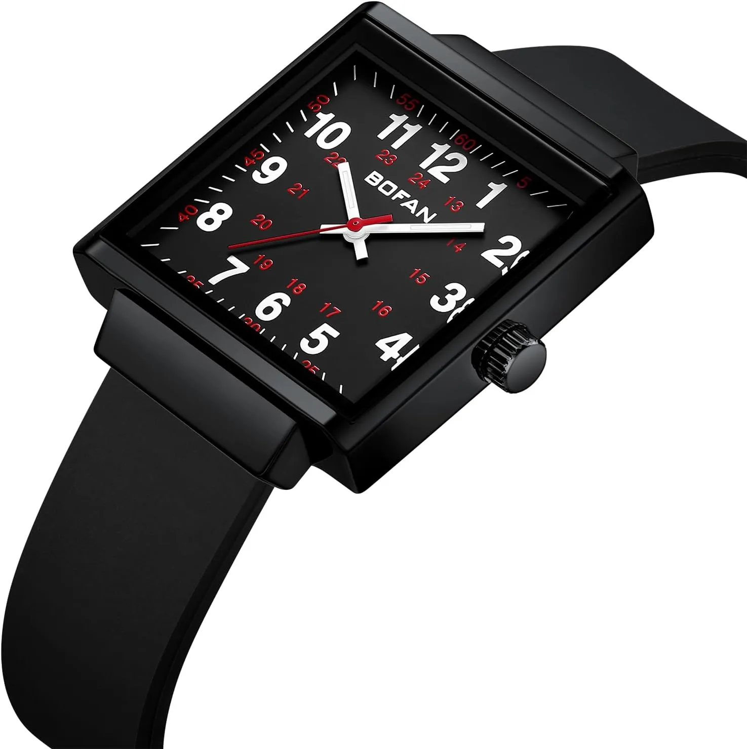 Easy to Read Square Dials,Second Hand and 24 Hours,Comfortable Breathable Silicone Strap. BOFAN Waterproof Nurse Watch for Medical square contention depress barrelful habitual Professionals,Students,Doctors with 