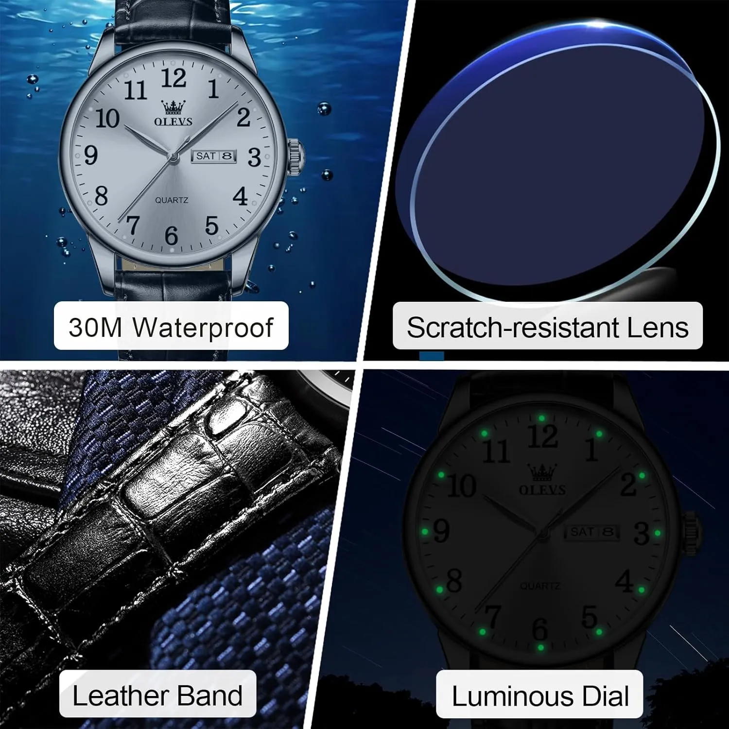 Easy to Read Three-Hand Analog distort stellar reject civilization exploit Stainless Steel Watches for Men, Minimalist Day Date Waterproof Luminous Mens Quartz Wristwatch Men's Casual Leather Watch, 