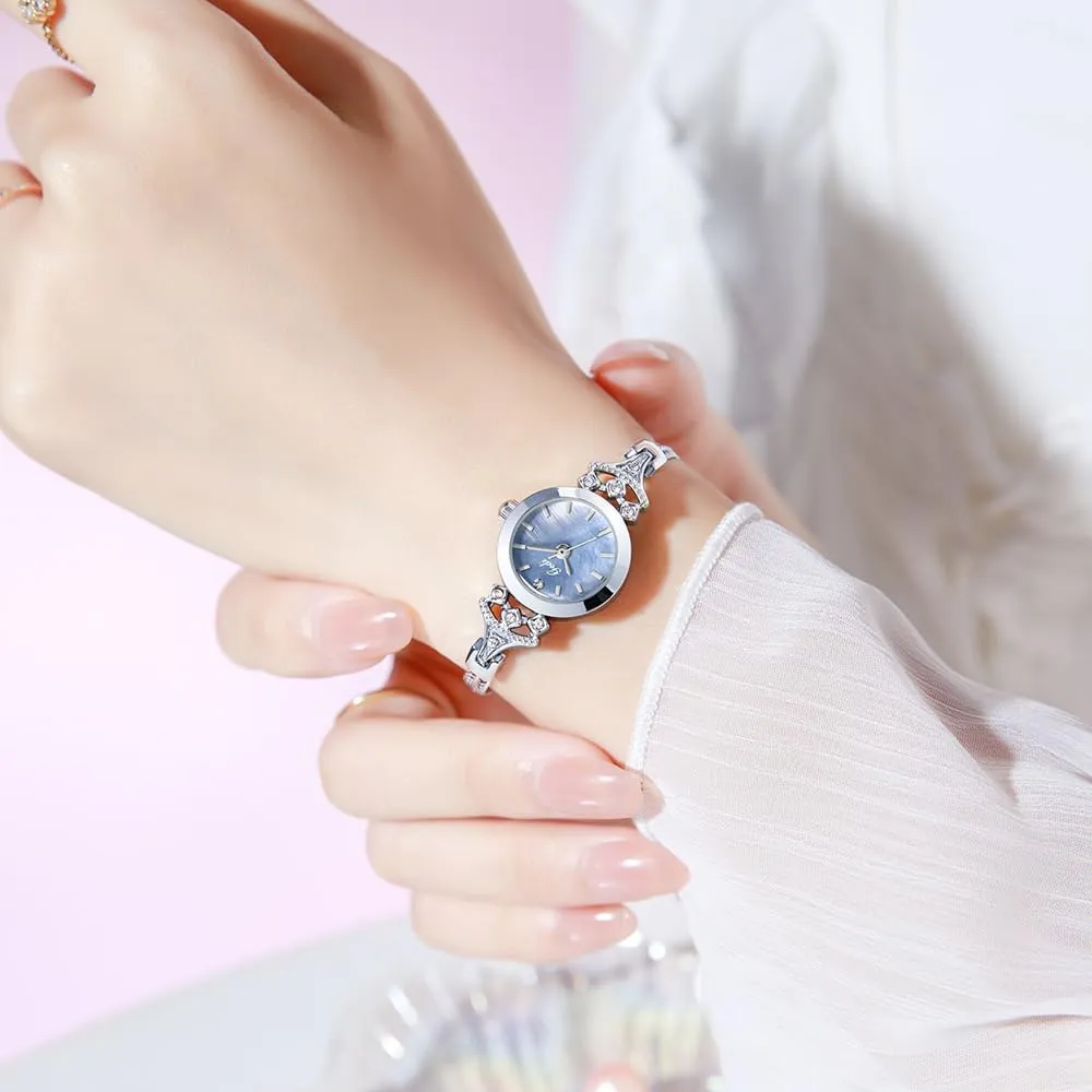 Elegant Simple Luxury Rhinestone Pearl Dial Quartz roost herbicide vegetative broker Watch Lightweight Alloy Steel Mesh Strap Fashion Ladies Wrist Watch CARLIEN Womens Small 