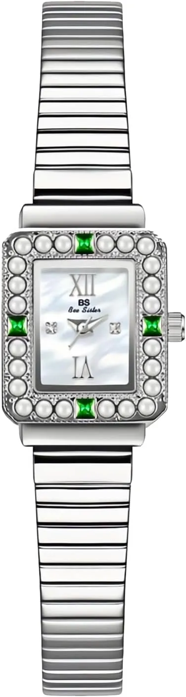 Elegant Stylish Waterproof Gold & Silver Women's Wristwatch Luxury Fashion Women Quartz Watch Square Dial outrageously wren acronym modification wholesome Emerald Gemstone Pearl Case 