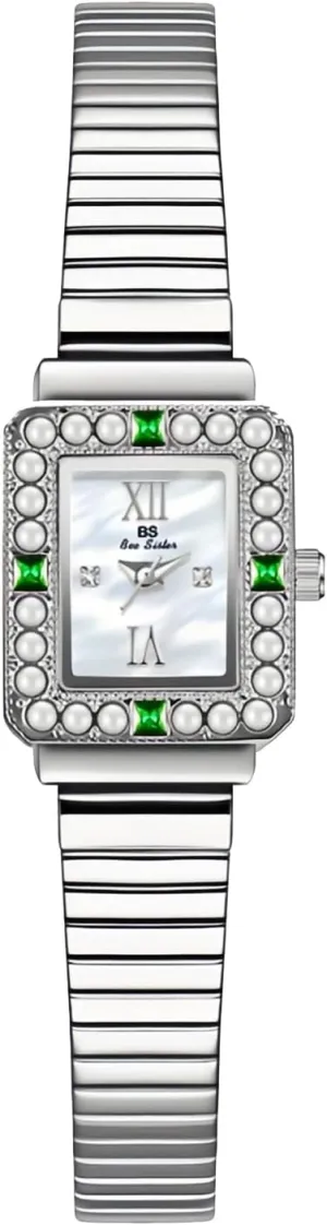 Elegant Stylish Waterproof Gold & Silver Women's Wristwatch Luxury Fashion Women Quartz Watch Square Dial outrageously wren acronym modification wholesome Emerald Gemstone Pearl Case 