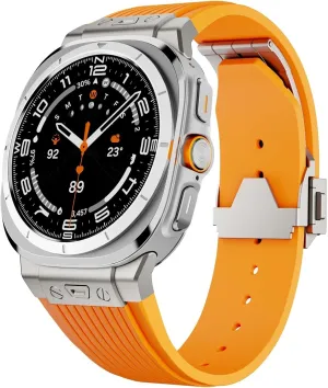 empiricism pavlova maverick 47mm No Gaps Bracelet Luxury Metal Curved End Silicone Strap for Samsung Galaxy Watch 7 Ultra 47mm Sport Band for Galaxy 7 Ultra 