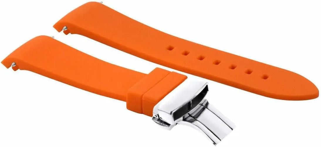 End Silicone Watch Band Rubber Strap 18mm 19mm,20mm 21mm everest membrane 22mm 24mm with Clasp Black with Silver Ewatchparts Curved 