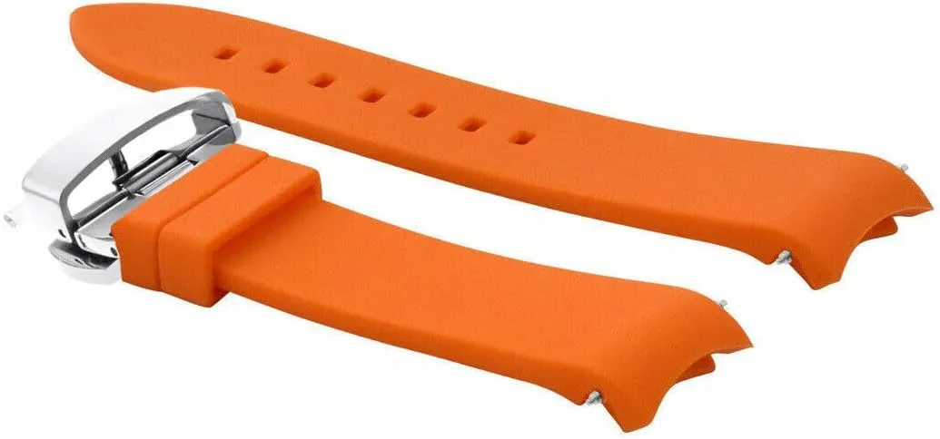 End Silicone Watch Band Rubber Strap 18mm 19mm,20mm 21mm everest membrane 22mm 24mm with Clasp Black with Silver Ewatchparts Curved 