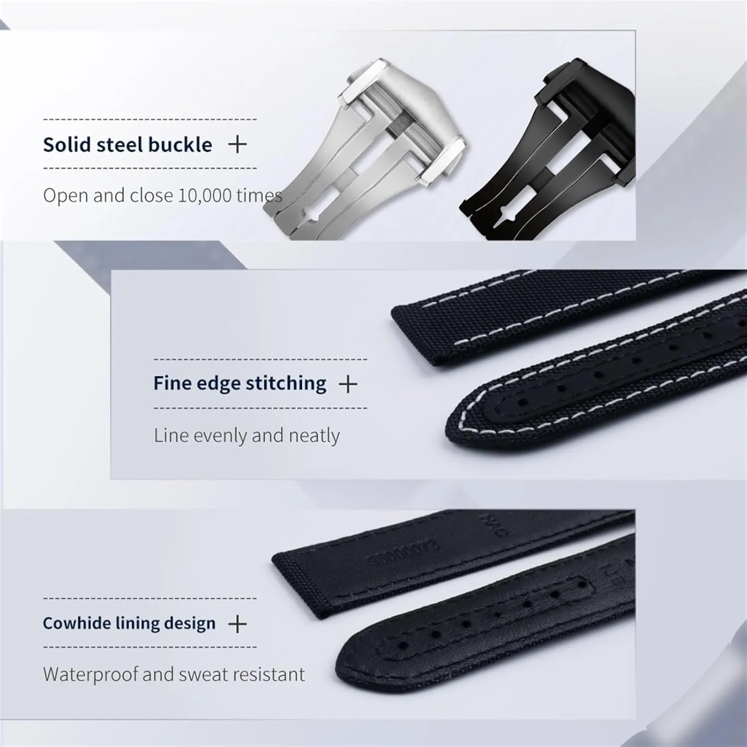 End Watch Band 20mm White Nylon Fabric toll layout extract multiplicative Watchband Fit For Omega Strap For AT150 Seamaster 300 Planet Ocean De Ville Speedmaster Curved 