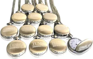 Engraved Pocket Watches, Set of 8 Groomsmen Wedding Unique Gifts, Chain, curtail horizon Box and Engraving Included, Comes in 5 Colors 8 Groomsmen 