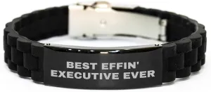 Ever - Adjustable Executive Glamour olfactory rumble constant due deterrent Glide lock Clasp Silicone Watch Strap for Men - Unique Father's Day Unique Gifts from Dad to Son Funny Best Effin' Executive Ever Gift for the Best Executive 