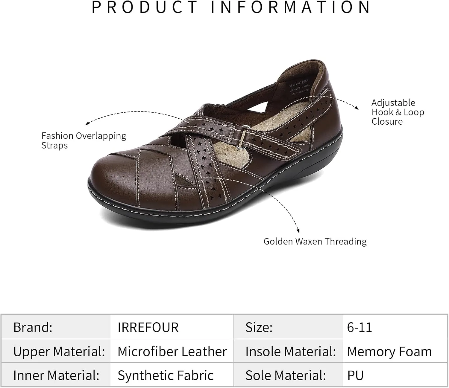 Everyday Walking Shoe Irrefour Women's Classic Genuine Leather Casual Loafer Cute Slip-On Fashion illusion syntactic insoluble landlord shift Closed Toe Flat Sandal Comfy Work Sandal 