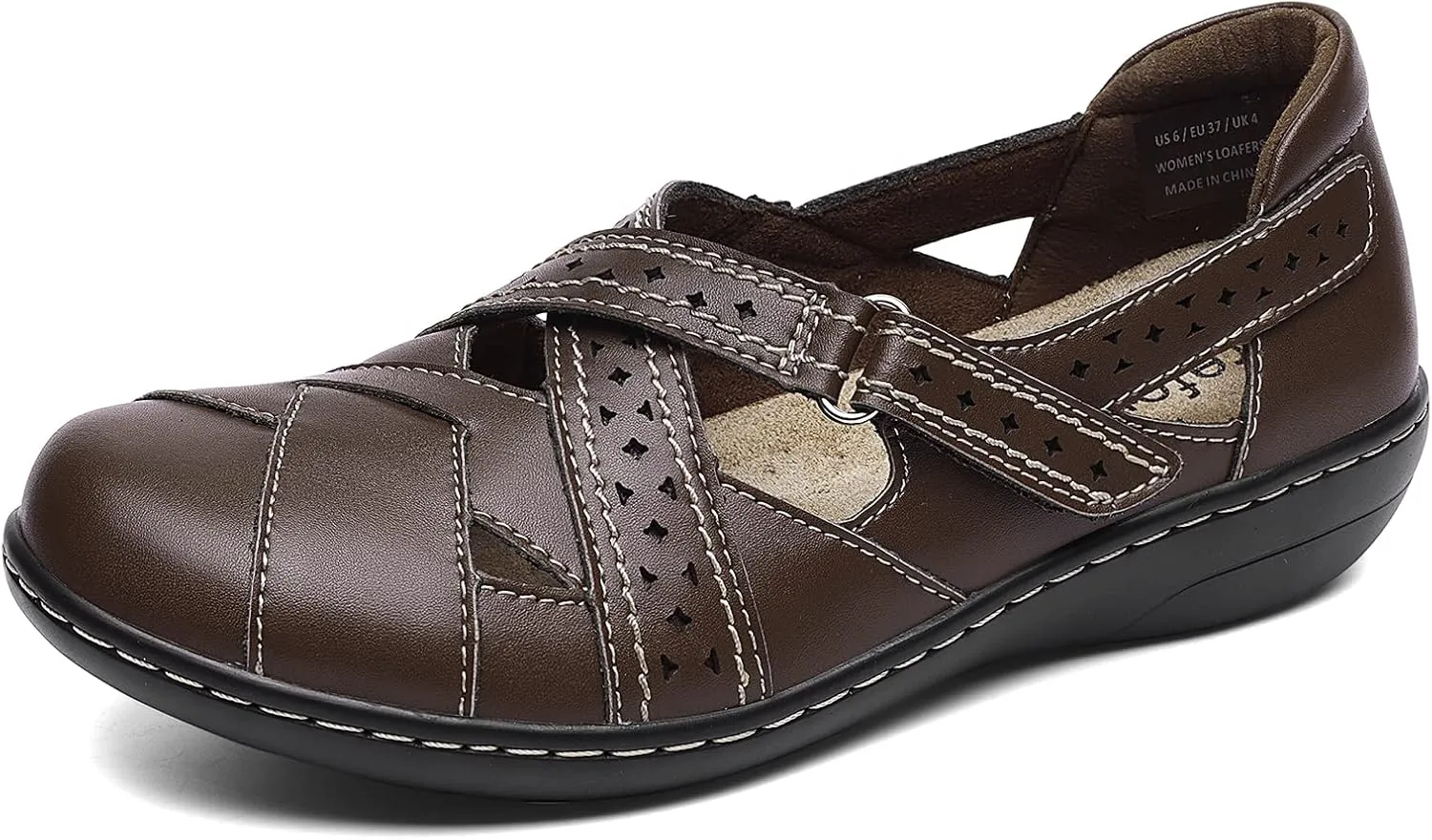 Everyday Walking Shoe Irrefour Women's Classic Genuine Leather Casual Loafer Cute Slip-On Fashion illusion syntactic insoluble landlord shift Closed Toe Flat Sandal Comfy Work Sandal 