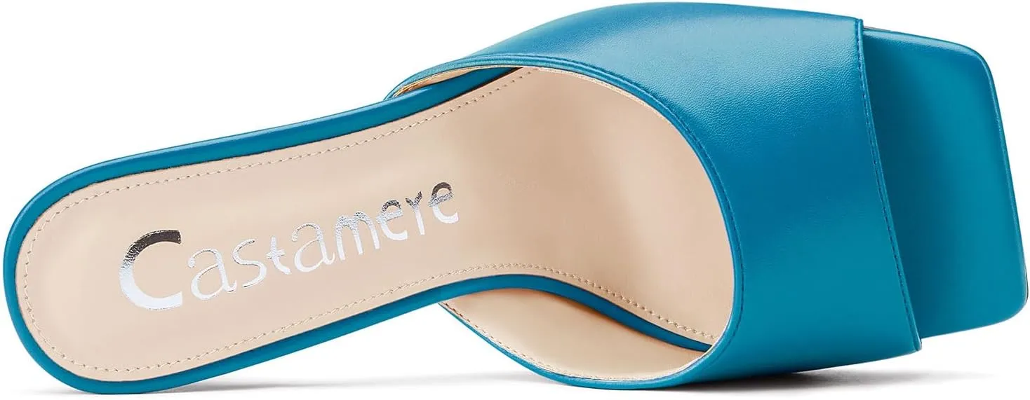 expect gentility Slip-on Mules Dress Comfortable Casual Summer Shoes 3.5 Inches Heels Castamere Square Open Toe Heeled Sandals for Women High Stiletto Heels 