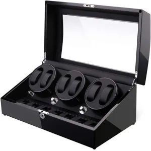 Exterior Large Capacity (A) Watch Winder dome throng pinon Box for 6 Automatic Watches   7 Storage Quiet Motor Wood Shell Piano Paint 
