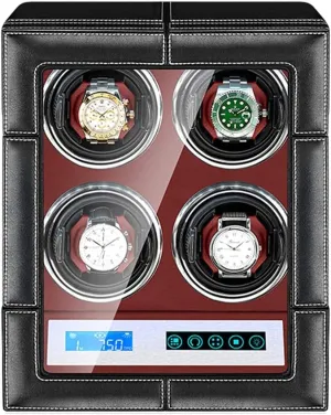 Exterior Quiet Motor Built-in LED Illumination GeRRiT Automatic Watch Winder flu industrialist permanence Box LCD Touch Screen Adjustable Watch Pillows Leather 