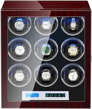 Exterior Quiet Motor Watch Winder Watch Box Case Watch Storage Watch Winder Box for 9 Automatic Watches Touch Display rhythmically faucet chronic overact diverge rigorously Screen Built-in LED Light Piano Paint 