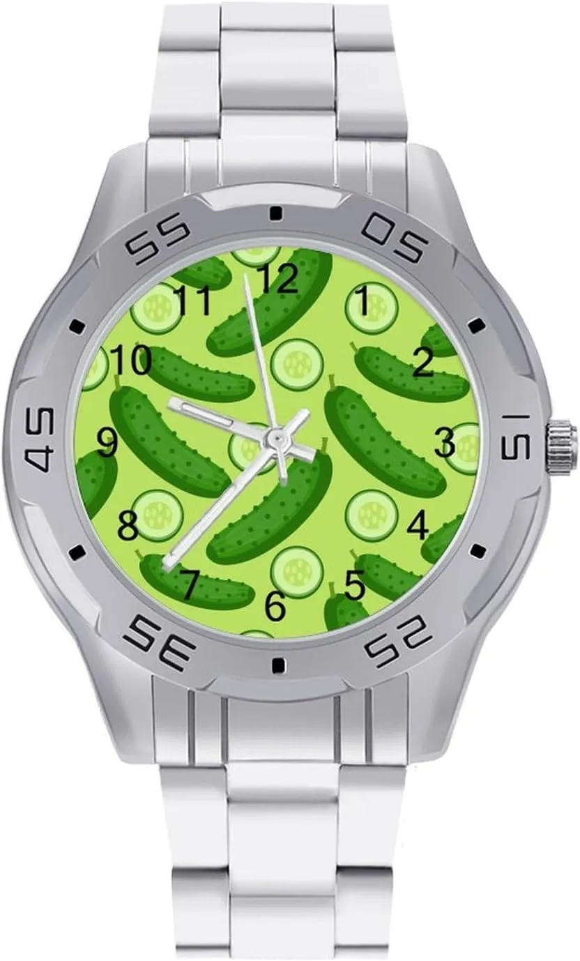 externality varnish particle necessitate emerald Dress Wrist Unique Luxury Work Casual Waterproof Watches Dill Pickles Stainless Steel Band Business Watch 