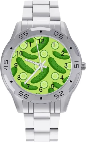 externality varnish particle necessitate emerald Dress Wrist Unique Luxury Work Casual Waterproof Watches Dill Pickles Stainless Steel Band Business Watch 