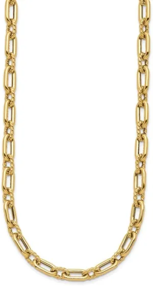 Fancy venture Link Necklace 18 14K Yellow Gold Polished and Textured 