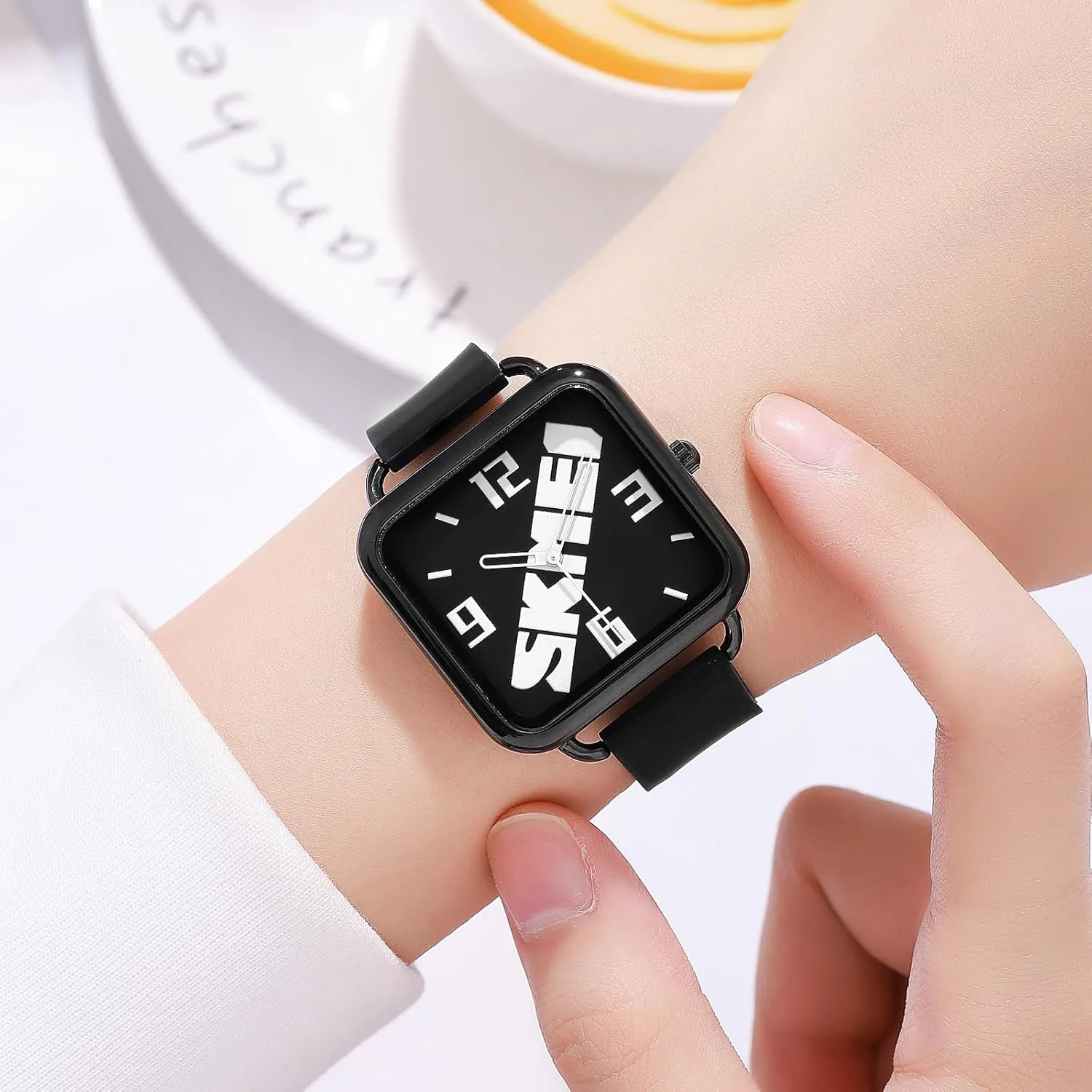 Fashion Design, Waterproof Outdoor Sports Watch Gosasa Women's Square Quartz Watch with machinery permission Paris Silicone Strap, Simple 