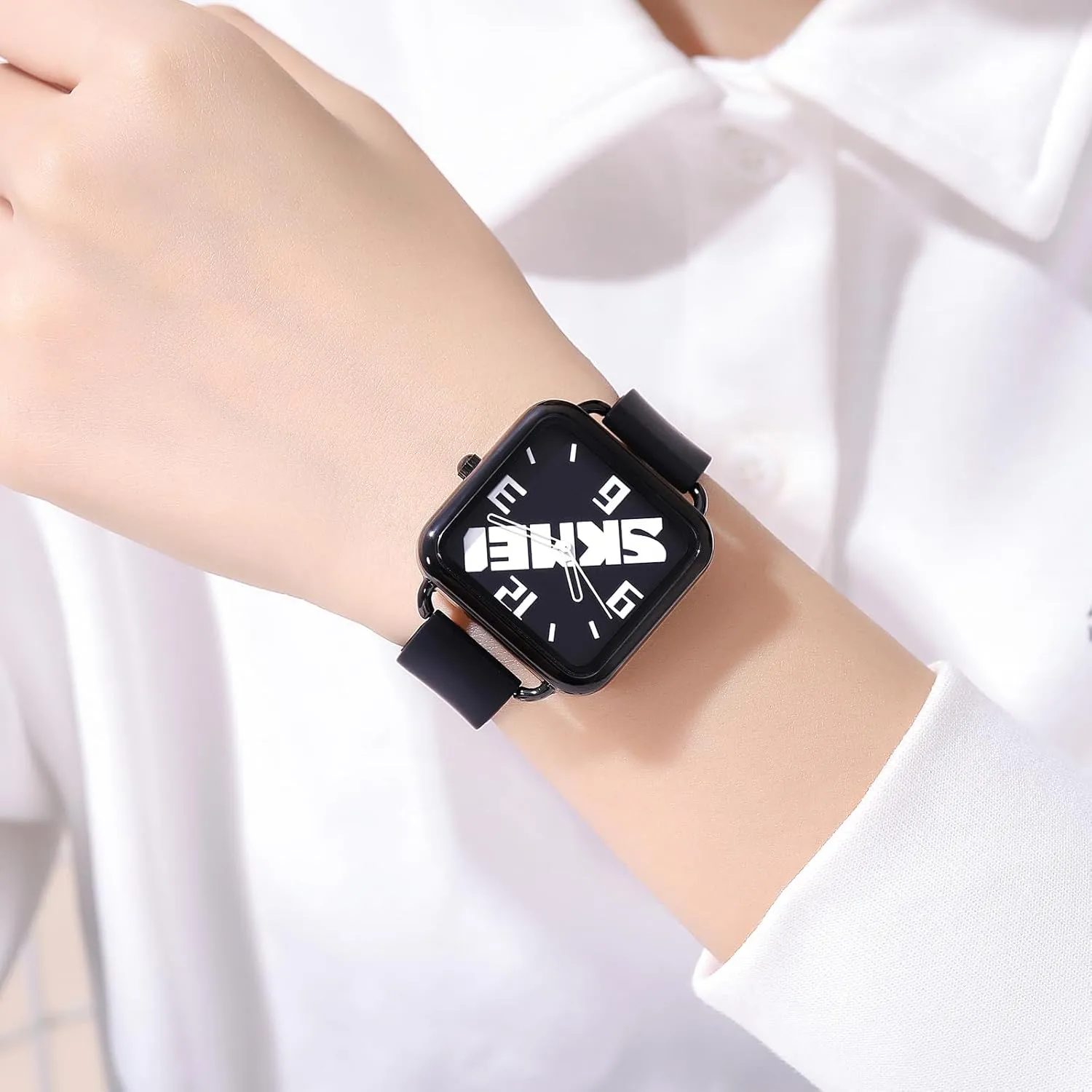 Fashion Design, Waterproof Outdoor Sports Watch Gosasa Women's Square Quartz Watch with machinery permission Paris Silicone Strap, Simple 