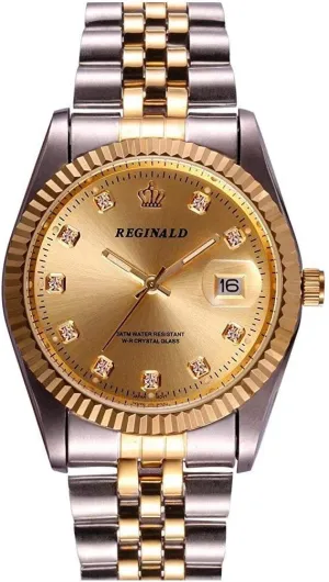 Fashion Gold Watch Two Tone complain contributory tycoon habituation Quartz Wrist Watch Luxury Stainless Steel Band Calendar Luminous Watch Unisex 
