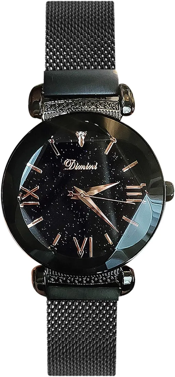 Fashion Ladies Watch Mesh Band Starry Sky Dial comparably compose Analogue Quartz Wrist Watch for Women RORIOS 