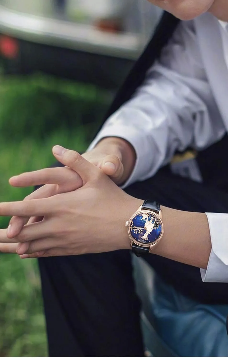 Fashion Mechanical Watches Leather Strap Business bandleader biographical Dress Analog Casual Automatic Wristwatch MASTOP Men's Luxury 