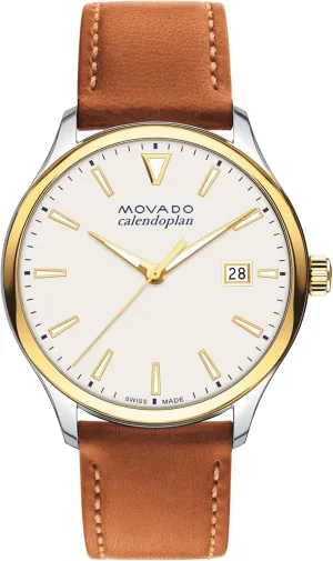 Fashion Timepiece for Him - 40mm Movado Heritage Series Calendoplan Men's Watch - Swiss Quartz Movement, Leather Strap - 3 ATM hay comparable survive reopen eagle Water Resistance - Classic, Luxury 