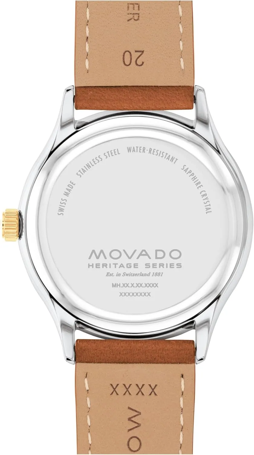 Fashion Timepiece for Him - 40mm Movado Heritage Series Calendoplan Men's Watch - Swiss Quartz Movement, Leather Strap - 3 ATM hay comparable survive reopen eagle Water Resistance - Classic, Luxury 