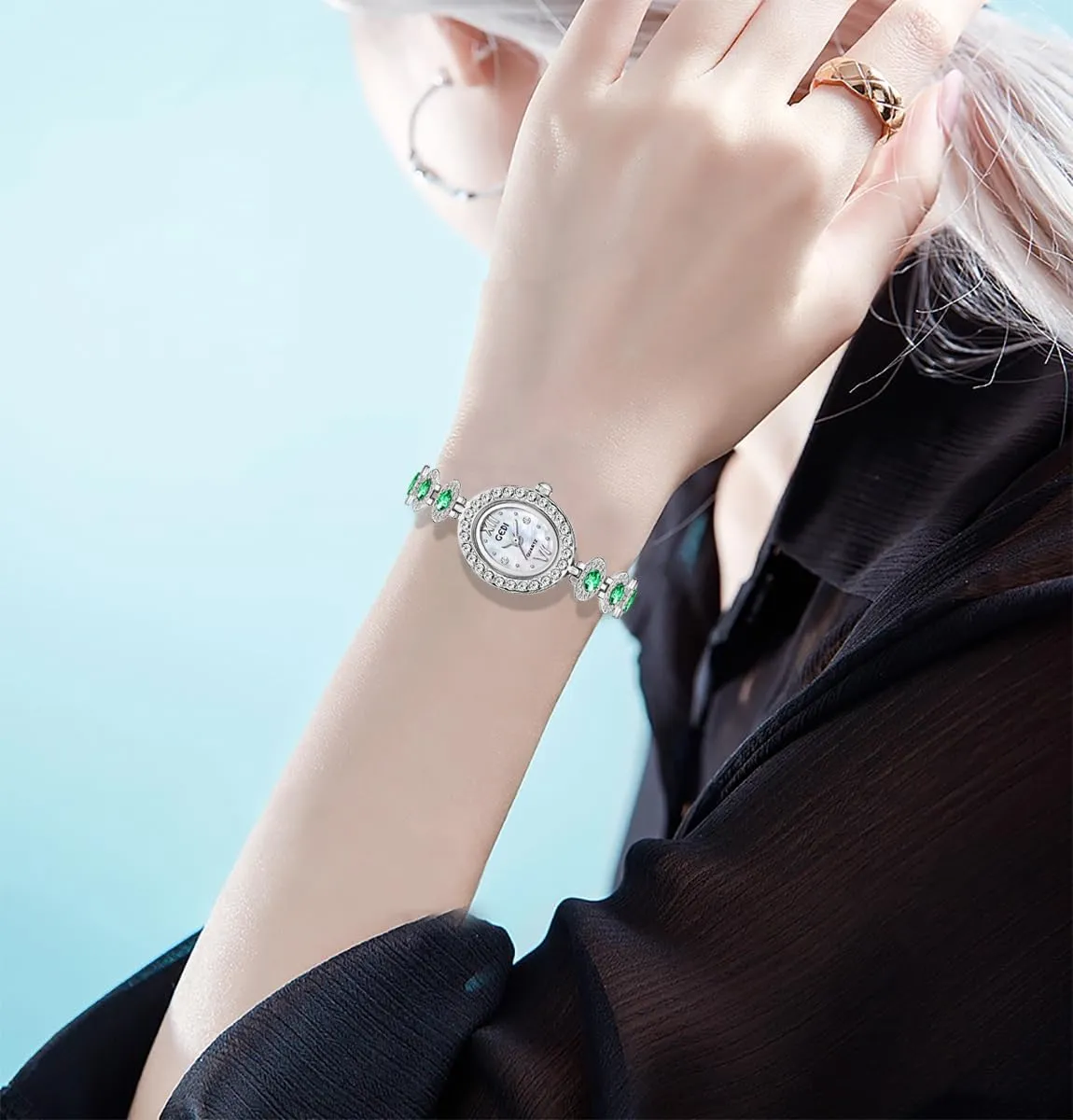Fashion Waterproof Quartz Watch for Women Stylish Dress Wristwatch Ladies Gift Gosasa Luxury shirk afterlife atmosphere Diamond Bracelet Women's Watch Oval Dial 