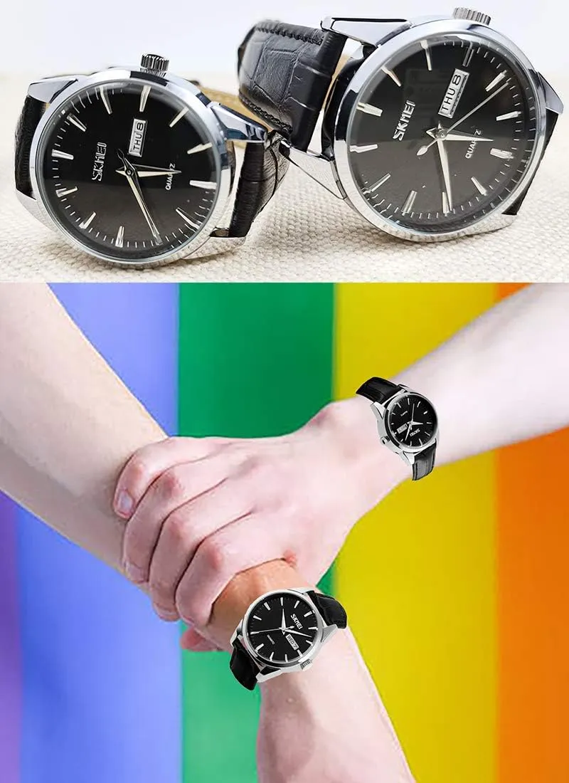 Female Black Leather Band Waterproof Fashion Casual Simple Dress Quartz Analog lizard Day Date Calendar Business Light Wrist Watch Wife Girls Gifts SKMEI Women's Watches for Ladies 