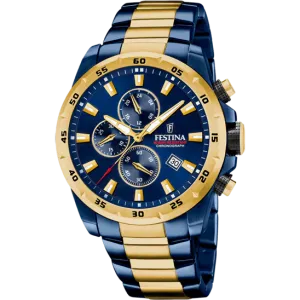 Festina Chrono Sport Men's Blue Dial Blue Gold Watch