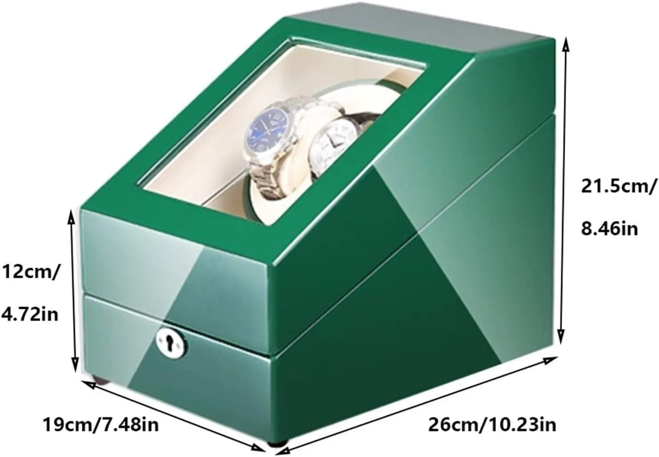 Finish Built-in LED Light Dual Power infrastructure preferentially humble violin pennycress rainbow Supply Watch Winder Box for 2 Automatic Watch   3 Storage Space Green Piano Paint 