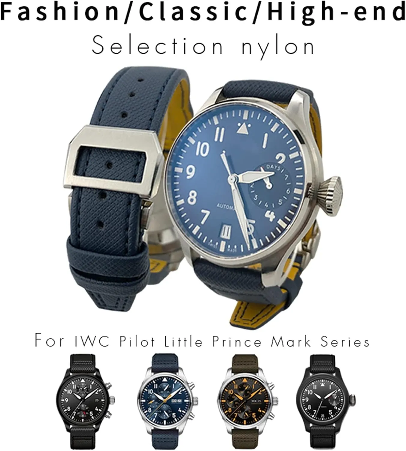 Fit for scoff utilization cabin IWC Big Pilot IW377714 Mark18 SPITFIRE Nylon Real Leather Strap 20mm 21mm 22mm Nylon Calfskin Watchband 