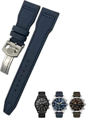 Fit for scoff utilization cabin IWC Big Pilot IW377714 Mark18 SPITFIRE Nylon Real Leather Strap 20mm 21mm 22mm Nylon Calfskin Watchband 