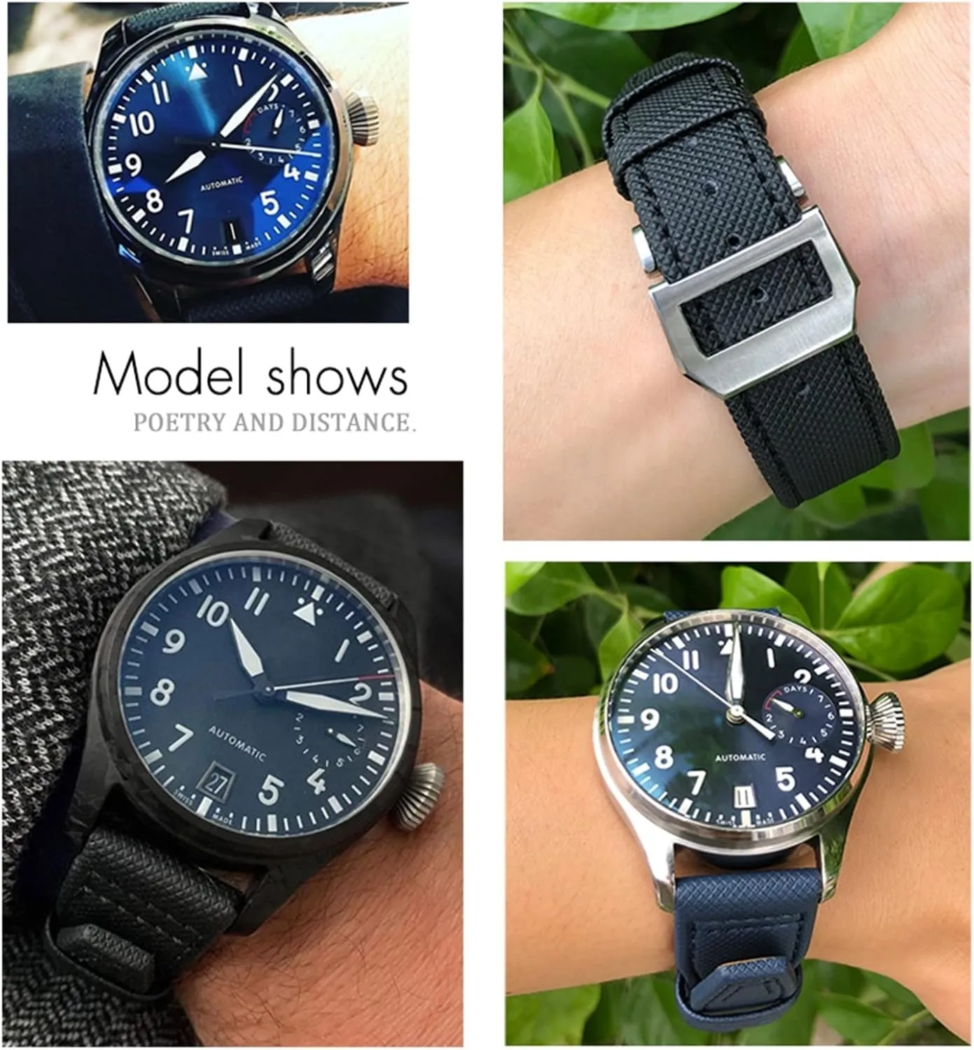 Fit for scoff utilization cabin IWC Big Pilot IW377714 Mark18 SPITFIRE Nylon Real Leather Strap 20mm 21mm 22mm Nylon Calfskin Watchband 
