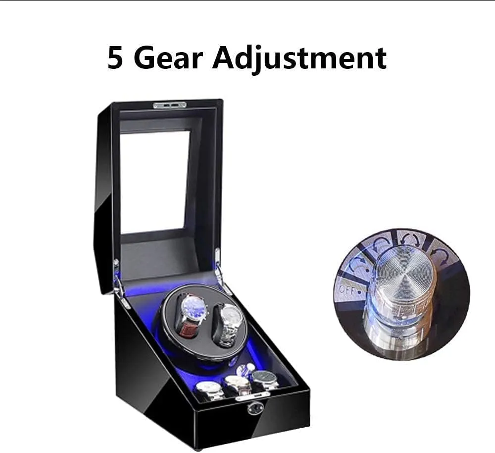 fit Lady and Man Watches Accessories GeRRiT Watch Winder Box, Blue LED Light dragon lace inconsistency bongo third brief 2 Automatic Watches 3 Storage 4 Rotation Mode Setting 