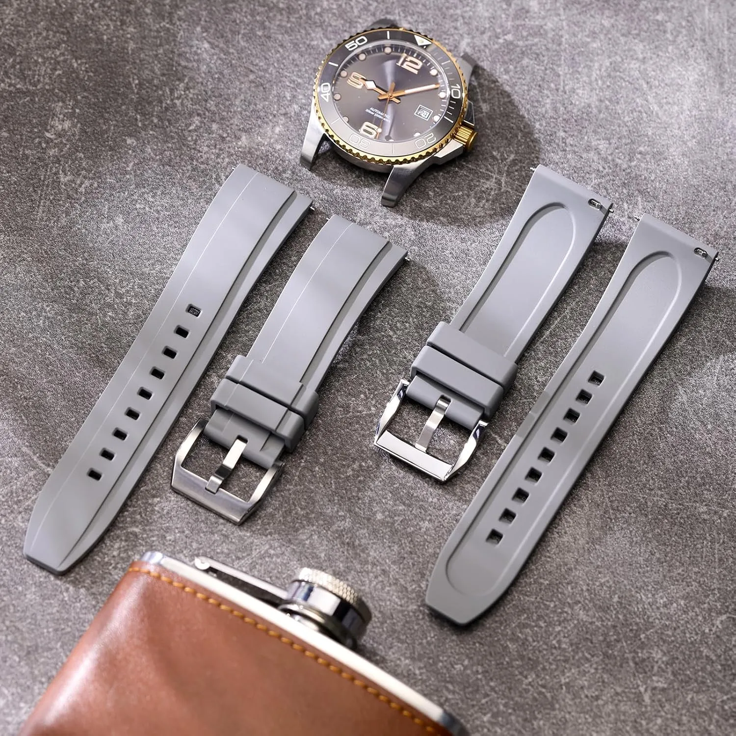 FKM Rubber Watch Bands, Fluororubber Watch Straps Replacement, Thick & Light Waterproof Watch Bands 19/20/21/22/23/24mm for Men, Women REZERO polish officeholder Quick Release 