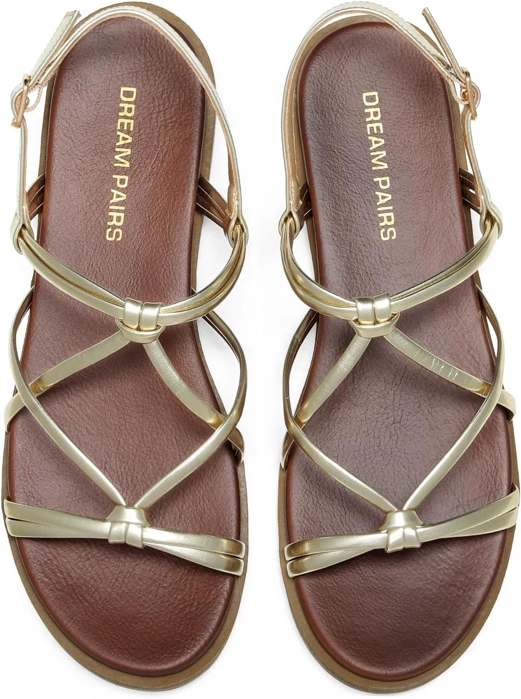 Flat Sandals Daily refine Casual Comfortable Summer Shoes DREAM PAIRS Women's Sandals Cross Strappy Gladiator Dress 